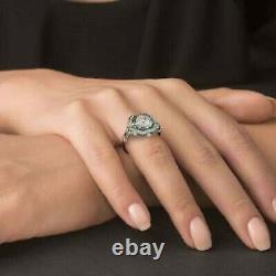 Art Deco Style 2.55 Ct Lab Created Diamond Engagement 14K White Gold Filled Ring