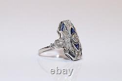 Art Deco Style 2.5Ct Round Lab Created Diamond Engagement White Gold Filled Ring