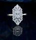 Art Deco Style 2.75 Ct Lab Created Diamond Engagement 14k White Gold Filled Ring