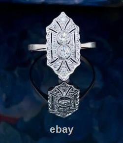 Art Deco Style 2.75 Ct Lab Created Diamond Engagement 14K White Gold Filled Ring