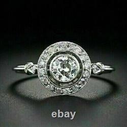 Art Deco Style 2 CT Simulated Diamond Halo Women's Engagement Ring In 925 Silver
