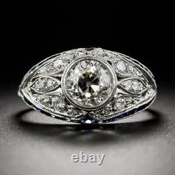 Art Deco Style 2CT Simulated Diamond Cocktail Dome Engagement Ring In 925 Silver