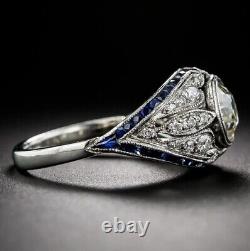 Art Deco Style 2CT Simulated Diamond Cocktail Dome Engagement Ring In 925 Silver