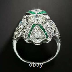 Art Deco Style 2Ct Lab Created Diamond Navette Engagement White Gold Filled Ring