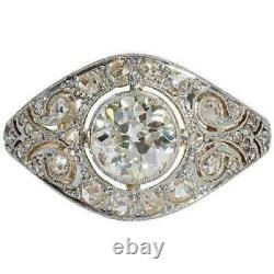 Art Deco Style 3.85 Ct Lab Created Diamond Engagement 14k White Gold Filled Ring