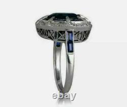 Art Deco Style 3Ct Cushion Lab Created Diamond Engagement White Gold Filled Ring