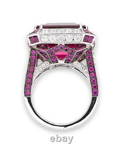 Art Deco-Style 4.50 Ct Asscher Cut Rubellite Halo Engagement Ring In 925 Silver