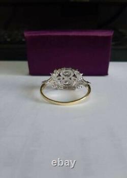 Art Deco Style 4.50 Ct Round Lab-Created Diamond Engagement Two Tone Silver Ring