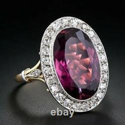 Art Deco Style 4Ct Oval Cut Lab Created Ruby Engagement 14k Gold Finish Ring