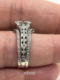 Art Deco Style 5Ct Lab Created Diamonds Wedding Ring Set 14K White Gold Plated