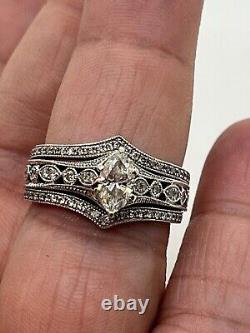 Art Deco Style 5Ct Lab Created Diamonds Wedding Ring Set 14K White Gold Plated
