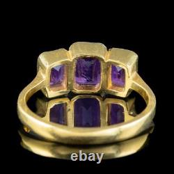 Art Deco Style Amethyst Trilogy Ring 2.2ct Total