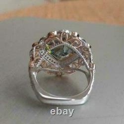 Art Deco Style Asscher Cut moissanite Diamond in 925 Silver Vintage Wedding Ring