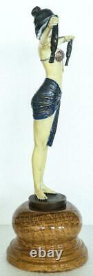 Art Deco Style Bronze Lady'Scarf Dancer' Signed DH Chiparus Hand Painted