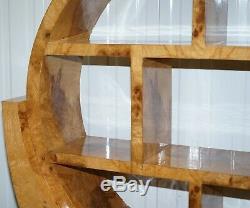 Art Deco Style Burr Elm Large Round Bookcase With Chest Of Drawers Lovely Timber
