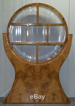 Art Deco Style Burr Elm Large Round Bookcase With Chest Of Drawers Lovely Timber