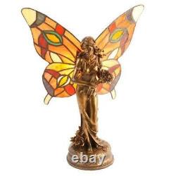 Art Deco Style Butterfly Angel Fairy Tiffany Stained Glass Table Lamp