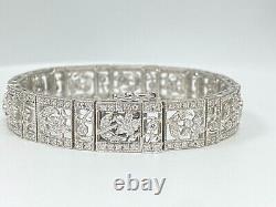 Art Deco Style CZ Bangle Bracelet Mill-grain in 925 Sterling Silver S271