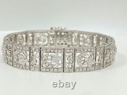 Art Deco Style CZ Bangle Bracelet Mill-grain in 925 Sterling Silver S271