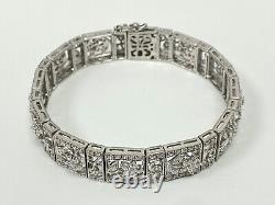 Art Deco Style CZ Bangle Bracelet Mill-grain in 925 Sterling Silver S271