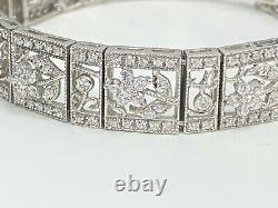 Art Deco Style CZ Bangle Bracelet Mill-grain in 925 Sterling Silver S271