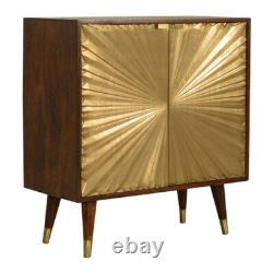 Art Deco Style Chestnut Wood & Brass Statement Side Board / Drinks Cabinet