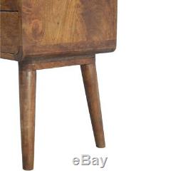 Art Deco Style Curved Edge Bedside Table Cabinet In Dark Wood Mid Century Legs