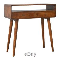 Art Deco Style Curved Edge Console Table / Dressing Table With Mid Century Legs