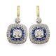 Art Deco Style Cushion Dangle Earrings 925 Sterling Silver Blue Cz Women Jewelry