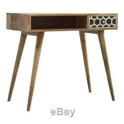 Art Deco Style Desk With Single Bone Inlay Drawer & Mid Century Nordic Legs
