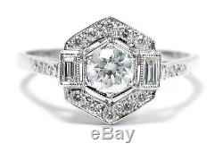 Art Deco Style Diamond Ring 0.90ct 18ct White Gold