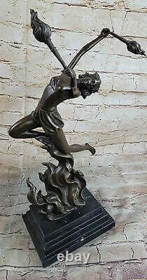 Art Deco Style Genuine Bronze Artwork Handcrafted Detailed Sculpture Statue