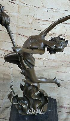 Art Deco Style Genuine Bronze Artwork Handcrafted Detailed Sculpture Statue