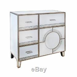 Art Deco Style Gold Trim Mirrored Luxury Glam Sideboard Dresser With Drawers