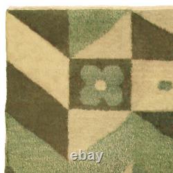 Art Deco Style Green, Yellow and Brown Handmade Wool Carpet BB5190