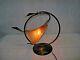 Art Deco Style Handmade Wrought Iron Table Lamp 1 Blown Glass Shade Brown