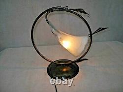 Art Deco Style Handmade Wrought Iron Table Lamp 1 Blown Glass Shade White