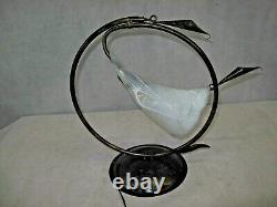 Art Deco Style Handmade Wrought Iron Table Lamp 1 Blown Glass Shade White