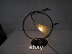 Art Deco Style Handmade Wrought Iron Table Lamp 1 Blown Glass Shade Yellow