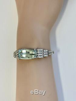 Art Deco Style Huge 21ct Aquamarine And Diamond Bracelet With Valuation $16,860