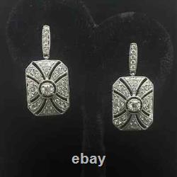 Art Deco Style Lab Created Diamond 14K White Gold Finish Drop Dangle Earrings