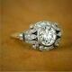 Art Deco Style Lab-created Diamond Edwardian Circa Engagement Ring In 925 Silver