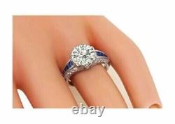 Art Deco Style Lab Created Diamond Engagement 14Ct White Gold Filled Gift Ring