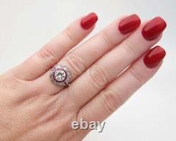 Art Deco Style Lab Created Diamond & Ruby Engagement 14K Yellow Gold Filled Ring