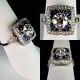 Art Deco Style Lab-created Diamond & Sapphire Floral Engagement 925 Silver Ring
