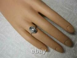 Art Deco Style Lab Created Diamond Three Stone Wedding 14KWhite Gold Filled Ring