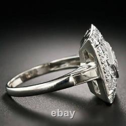 Art Deco Style Lab Created Diamond Women's Engagement 14K White Gold Filled Ring