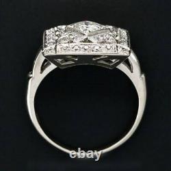 Art Deco Style Lab Created Diamond Women's Engagement 14K White Gold Filled Ring
