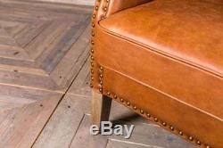 Art Deco Style Leather Armchair Small Tan Leather Armchair Occasional Chair