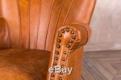 Art Deco Style Leather Armchair Small Tan Leather Armchair Occasional Chair